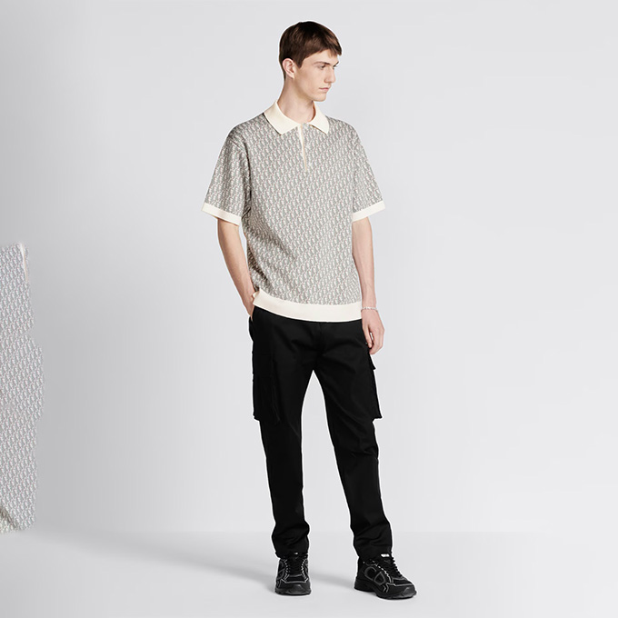 9a+ quality dior oblique jacquard knit short sleeve polo shirt